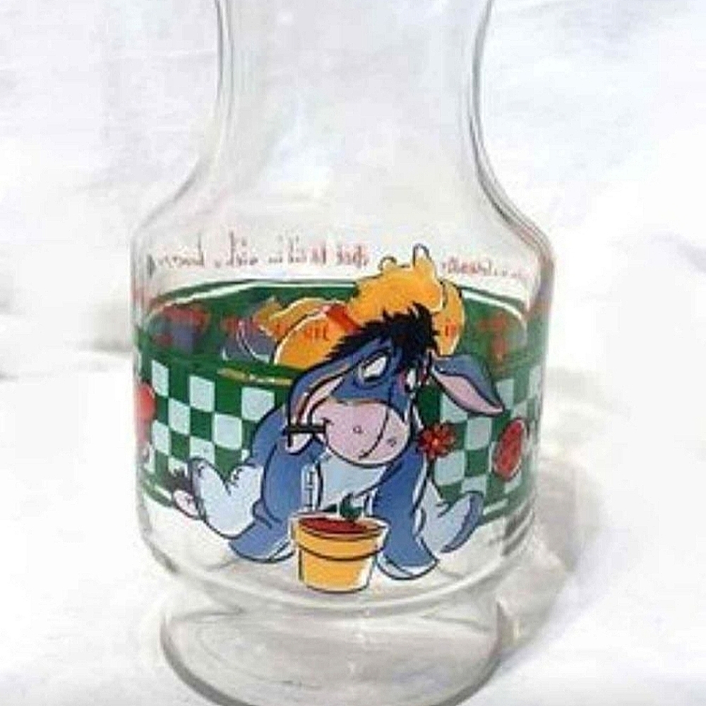 Winnie The Pooh and Eeyore Vintage Anchor Hocking Glass carafe